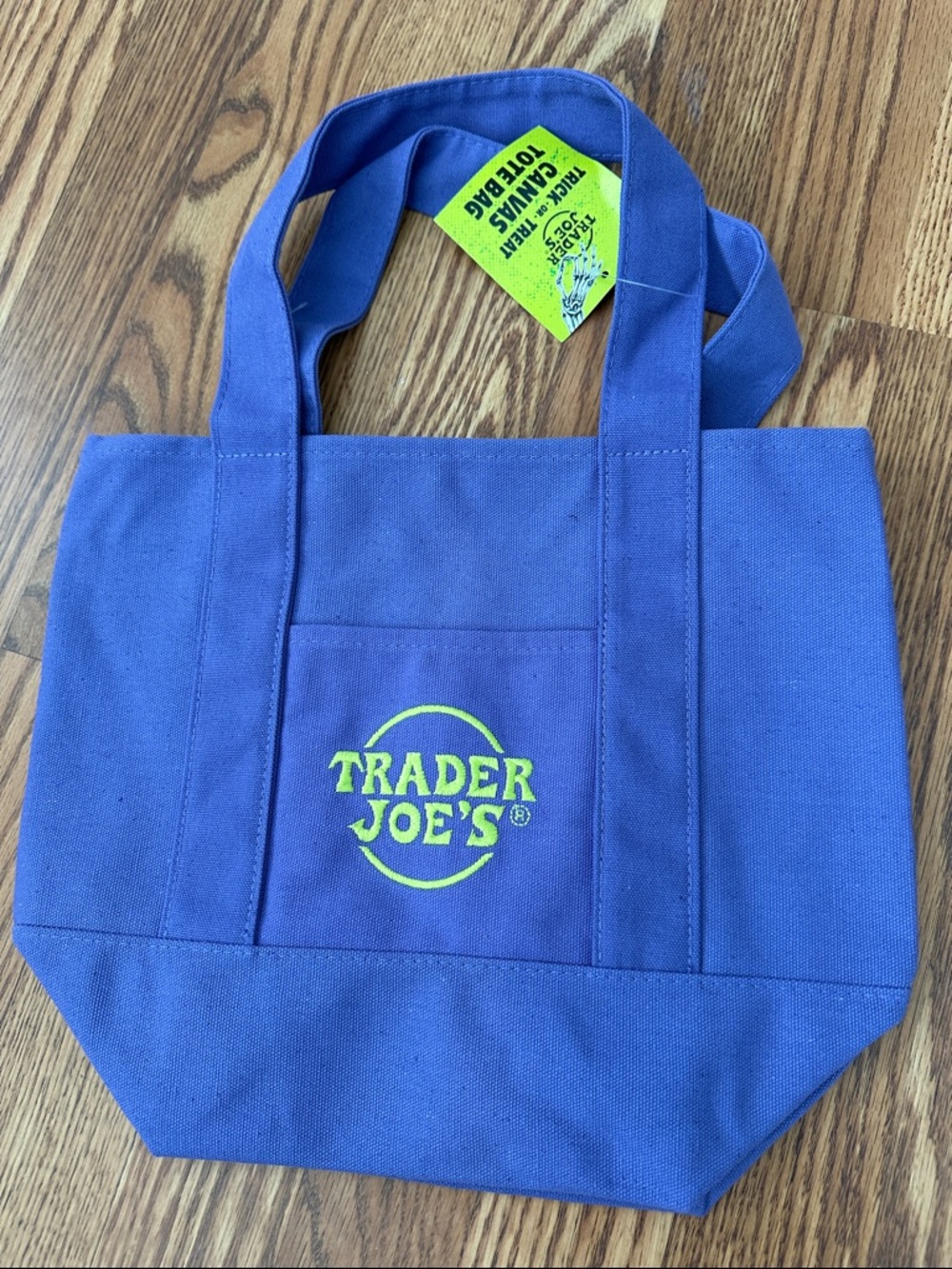 NWT Trader Joe's Purple Canvas Tote with Lime Logo